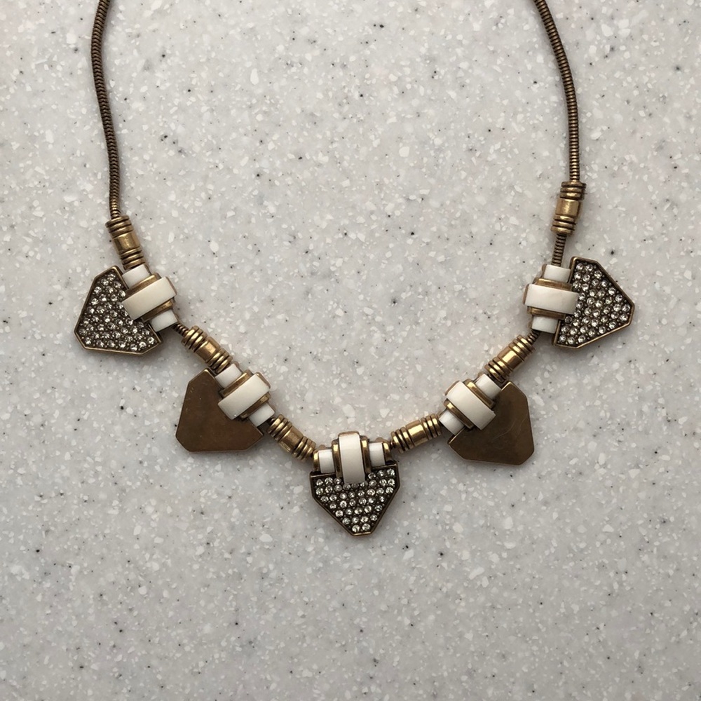 J. Crew gold pave triangle statement necklace